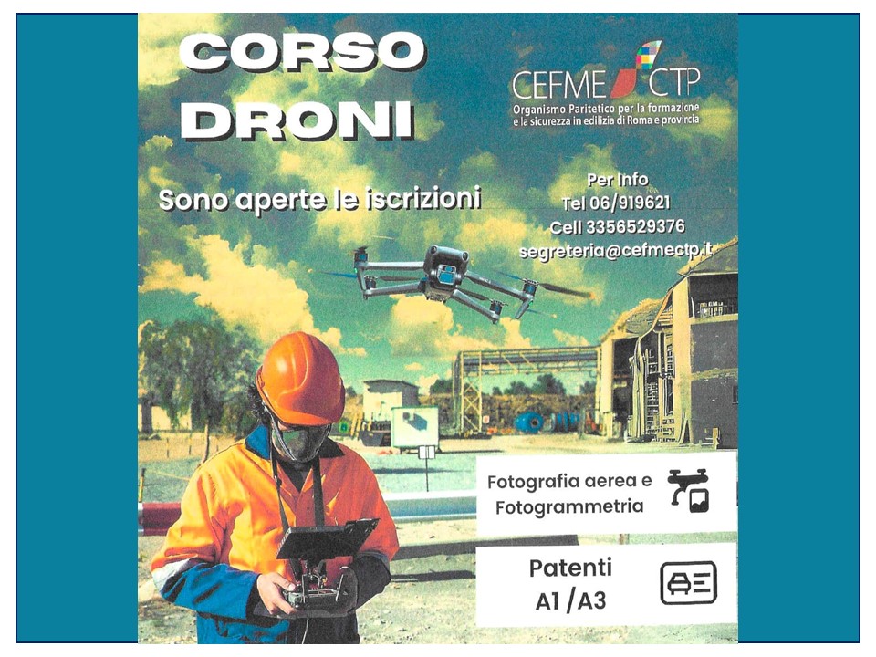 Diventa un esperto Pilota di Droni per l'edilizia - prossima edizione 13 gennaio 2025 sono aperte le iscrizioni